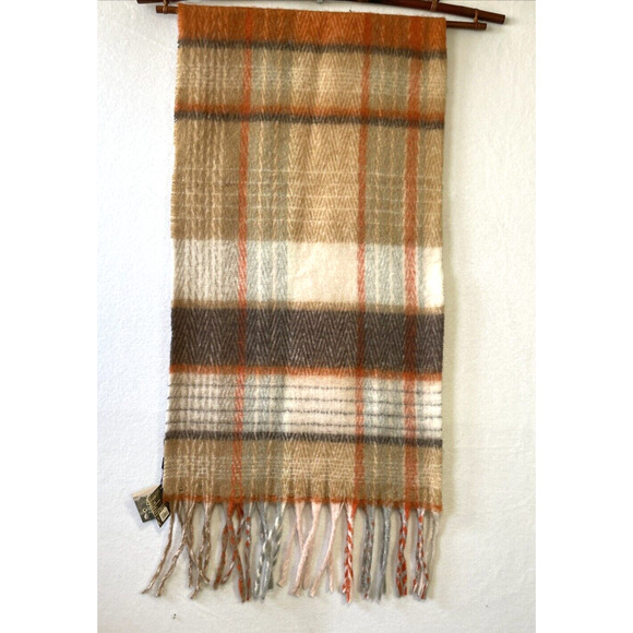 Celtic Ore Authentic Irish Knitwear Brown Orange Wool Blend Scarf 72X 20 NWT - Picture 8 of 12